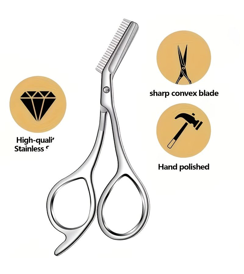 Stainless Steel Specialized Eyebrow Scissors with Comb Ergonomic Design - Image 3