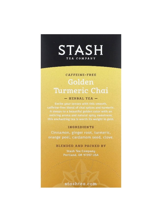 Stash Tea - Stash Tea, Herbal Tea, Golden Turmeric Chai, Caffeine-Free, 18 Tea Bags, 1.2 oz (36 g) - Image 1