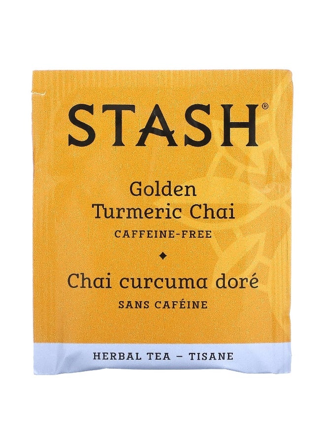 Stash Tea - Stash Tea, Herbal Tea, Golden Turmeric Chai, Caffeine-Free, 18 Tea Bags, 1.2 oz (36 g) - Image 1