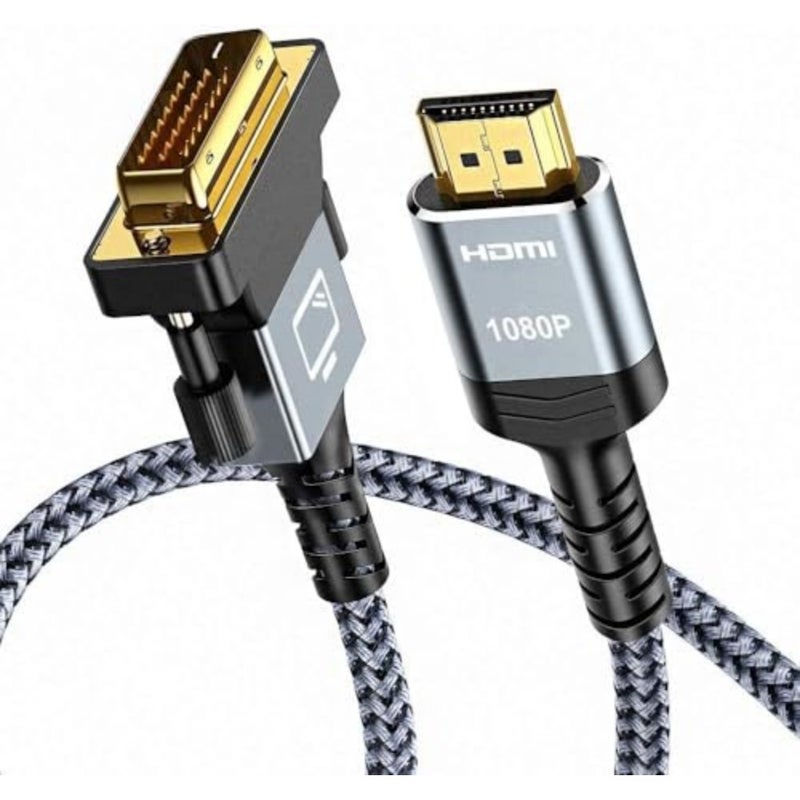 كابل HDMI إلى DVI بطول 1.83 متر - محول ذهبي ثنائي الاتجاه [1080p FHD] مع نسيج نايلون لمتانة عالية لأجهزة التلفاز والشاشات وأجهزة الكمبيوتر وأجهزة الكمبيوتر المحمولة وبطاقات الفيديو وأجهزة الألعاب من Azoni - Image 1