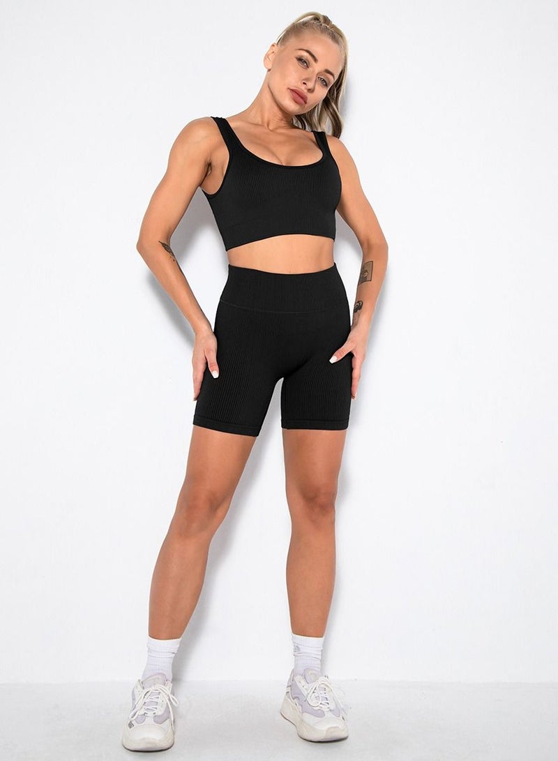 Loquat Yoga Tight Fitting Stretch Soft Sets Black - Image 1