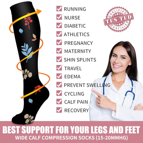 Bluemaple Compression Socks for Women & Men Circulation (6 Pairs) 15-20 mmHg is Best Support for Athletic Running Cycling - Image 5