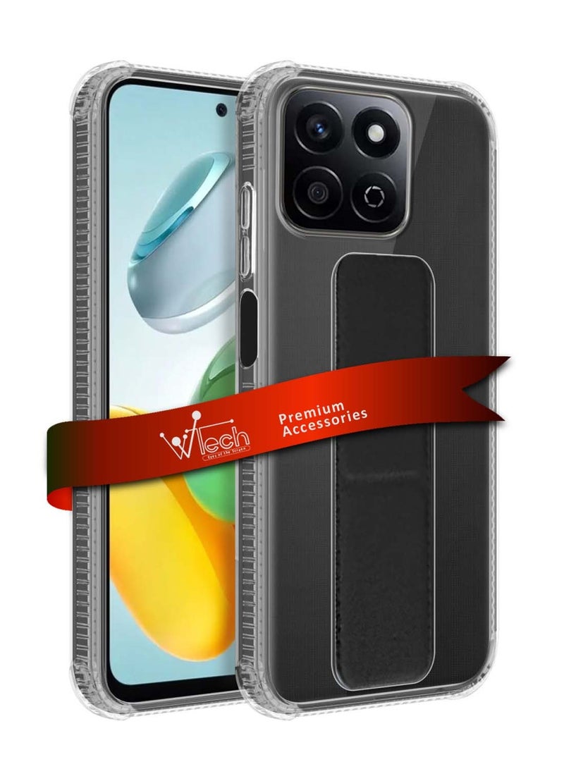 Wtech Honor X7c 4G 2024 TPU Hand Grip Air Pillow Case Cover - Clear/Black - Image 1