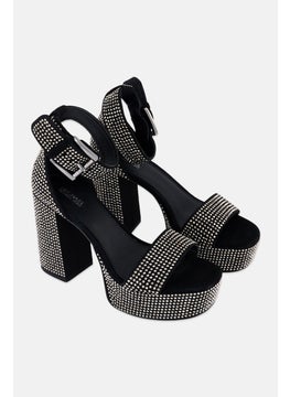 Michael Kors Women Medium Tara Embellished Suede Sandals, Black  - Image 1