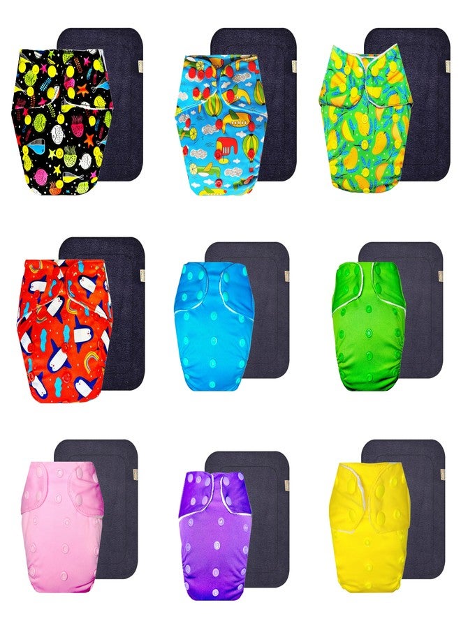 حفاضات قماشية فاخرة من دمبلدو مع حشوة رمادية (عبوة من 9) | مضادة للحساسية | مانعة للتسرب | أزرار كبس قابلة للتعديل | مثالية للأطفال الصغار | من 3 أشهر إلى 3 سنوات | للجنسين - Image 1