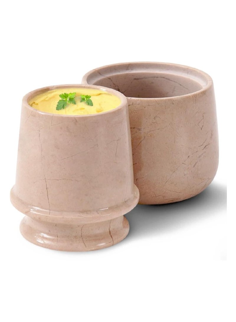 RADICALn Handmade Marble Butter Keeper 4" Verona Butter Dish with Lid – Luxury Kitchen Storage Crock - Image 1