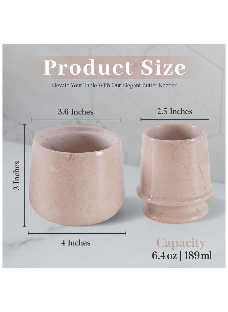 RADICALn Handmade Marble Butter Keeper 4" Verona Butter Dish with Lid – Luxury Kitchen Storage Crock - Image 2