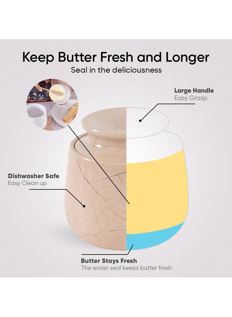RADICALn Handmade Marble Butter Keeper 4" Verona Butter Dish with Lid – Luxury Kitchen Storage Crock - Image 4
