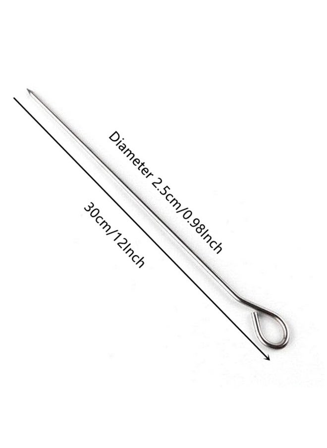 Chinshwehaw Chinshwehaw 12-Inch Long Stainless Steel Skewers BBQ Skewers Barbecue Skewers Barbecue Skewers Poultry Roast Goose Needle Skewers for Barbecue Shish Kebab Kabob Reusable Sticks 12 Pack  - Image 5