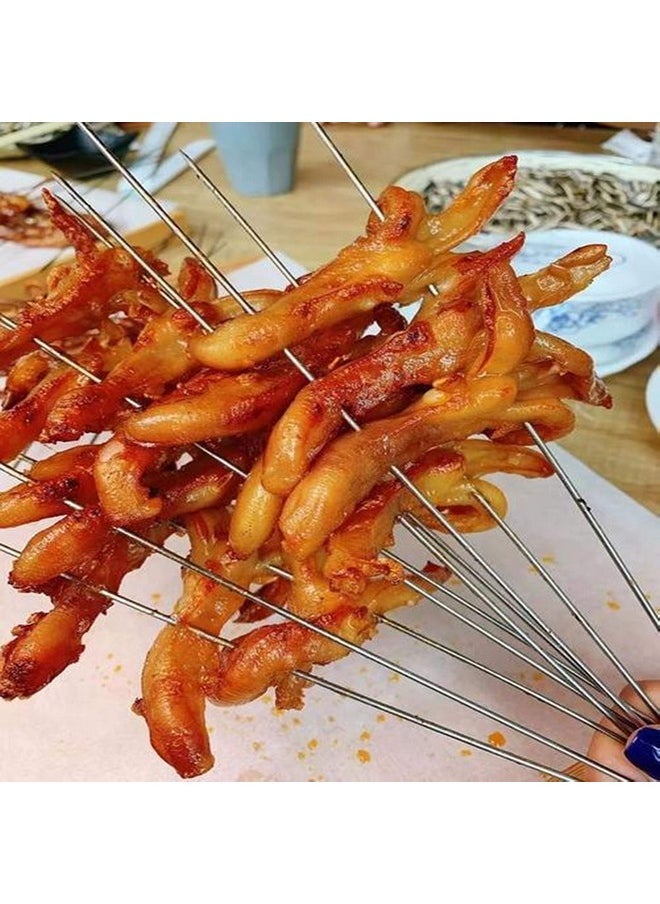Chinshwehaw Chinshwehaw 12-Inch Long Stainless Steel Skewers BBQ Skewers Barbecue Skewers Barbecue Skewers Poultry Roast Goose Needle Skewers for Barbecue Shish Kebab Kabob Reusable Sticks 12 Pack  - Image 3