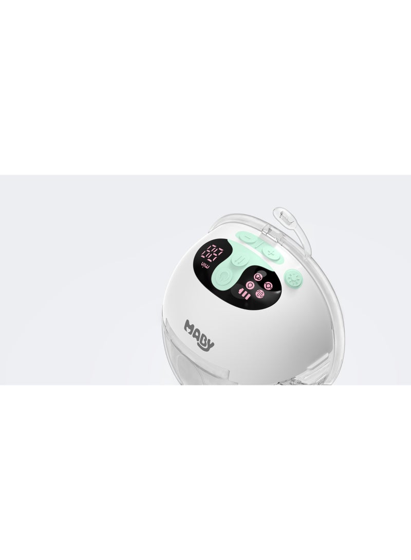 Maby Wearable Electric Breast Pump for Mothers | Hands-Free, Ultra Quiet, USB-C Rechargeable | Built-In Night Light, 9 Suction Levels, Silicone Comfort Shield | Compact & Travel-Friendly | 150ml Capacity (White - Image 2