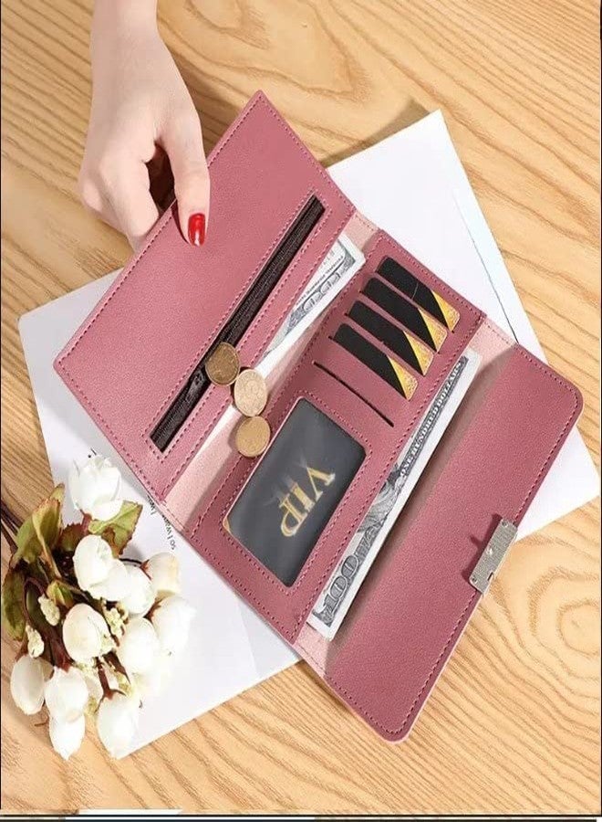 Vroxy PU Leather Tri-Fold Large Zipper Wallet Daily Use Hand Purse Document Phone, id/Case/Coin, Storage Woman Travel Purse (1Pcs) - Image 5