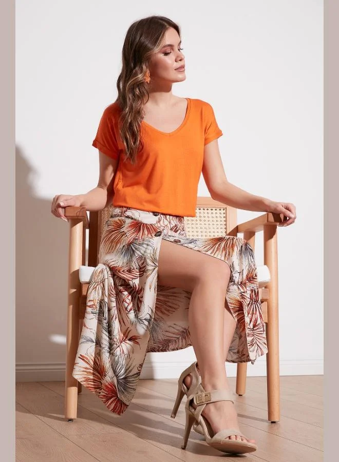 ليلا بلوزة ليلا بياقة على شكل حرف  بقصة مريحة وفتحة للنساء