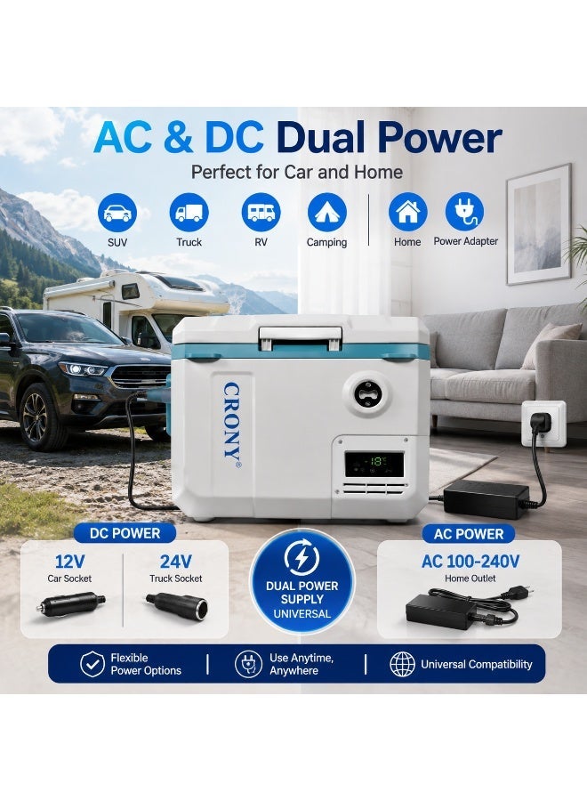 Crony 15L 15l portable car refrigerator freezer. DC/AC Power Supply, with LED Display & Tie-Down Slots  Ideal for road trips, outdoor activities, and fishing enthusiasts. - Image 1