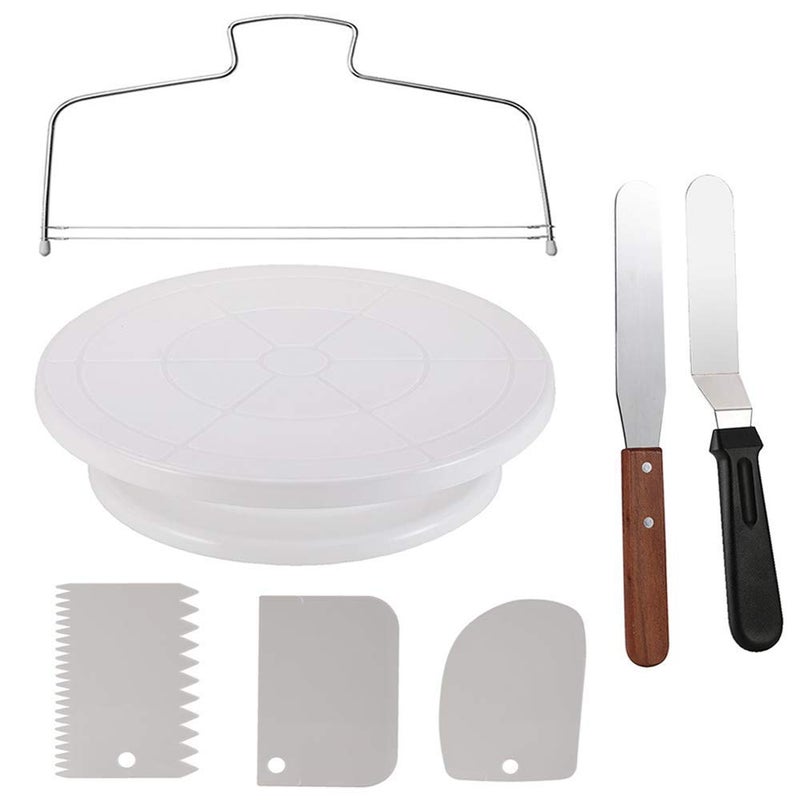 Cake Decorating TurntableCake Decorating Supplies with Decorating CombIcing Smoother3pcs2 Icing Spatula with Sided  Angled