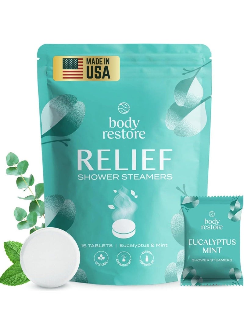 أقراص الاستحمام العطرية بودي ريستور مجموعة من خمسة عشر قرصًا – مناسبة لهدايا عيد الميلاد للرجال، وهدايا أعياد الميلاد للنساء، وهدايا ألعاب الفيل الأبيض، للاسترخاء والعناية الذاتية – برائحة الكينا. - Image 1