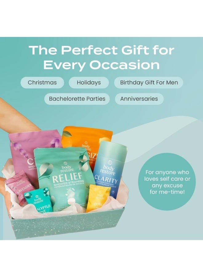 أقراص الاستحمام العطرية بودي ريستور مجموعة من خمسة عشر قرصًا – مناسبة لهدايا عيد الميلاد للرجال، وهدايا أعياد الميلاد للنساء، وهدايا ألعاب الفيل الأبيض، للاسترخاء والعناية الذاتية – برائحة الكينا. - Image 3
