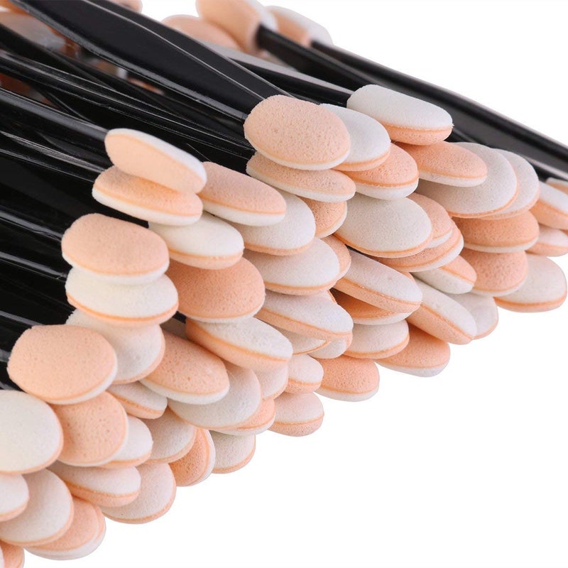 Onwon 100 Pcs Disposable Dual Sided Eyeshadow Brush Double Ended Sponge Applicator Oval Tipped Eyeliner Brush Makeup Brush Tool