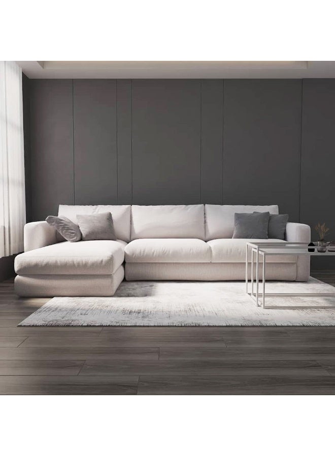 Al Home 4 Seater L-shape Sofa Linen 250×150×85 Cm - Beige - Image 2