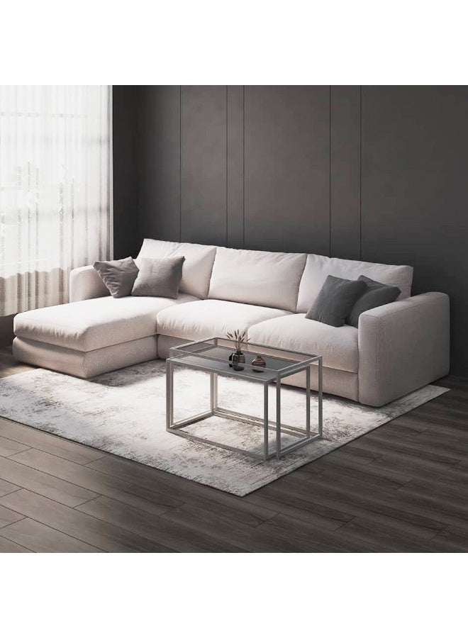 Al Home 4 Seater L-shape Sofa Linen 250×150×85 Cm - Beige - Image 1