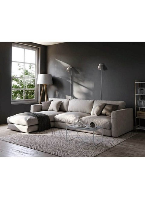 4 Seater L-shape Sofa Linen 250×150×85 Cm - Beige