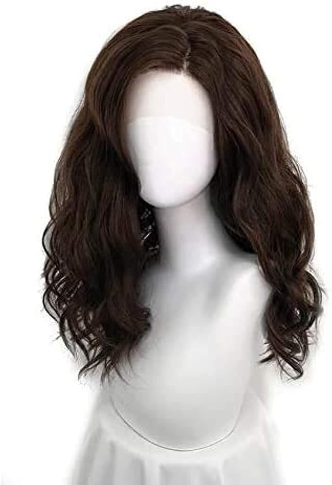 اي سي اي اف باروكة شعر بشري من ECIF للنساء من Hao Shuo Fashion Ins بجزء أمامي من الدانتيل باللون البني متوسط الطول وشعر مجعد وسيم ورائع للحفلات في الشارع، 19 بوصة طبيعية - Image 2