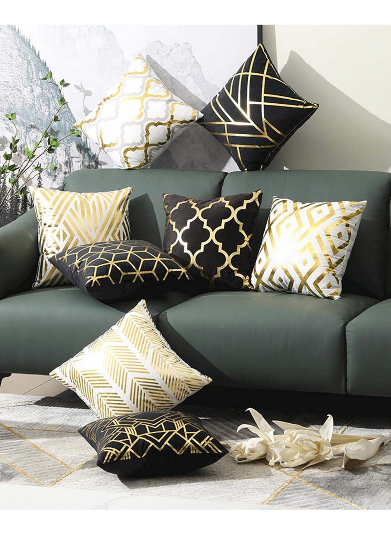 4-Piece Decorative Cushion Cover Pillow Cases Corduroy white/black 45x45 Centimeter - Image 2