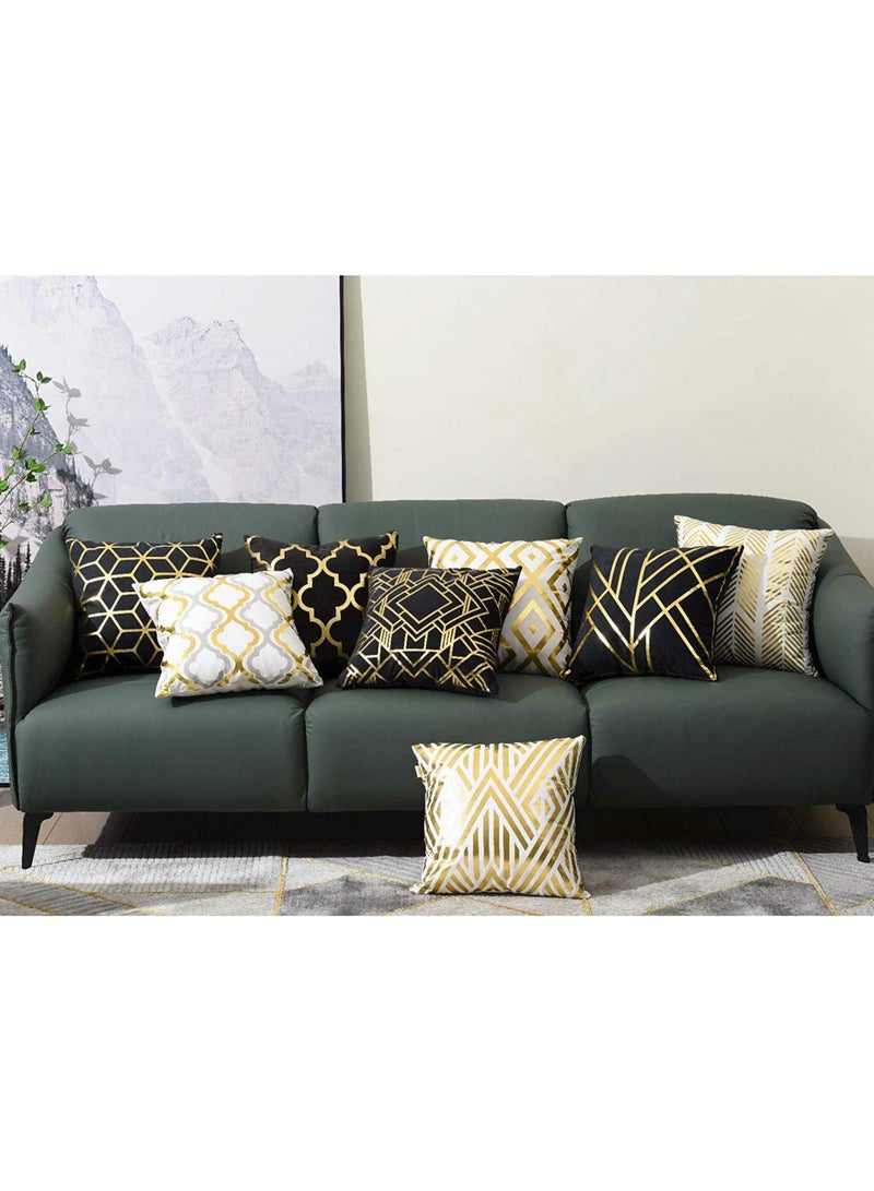 4-Piece Decorative Cushion Cover Pillow Cases Corduroy white/black 45x45 Centimeter - Image 3