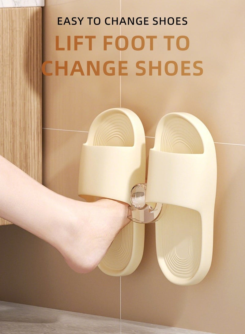 4 pcs Wall Mounted Shoe Rack, Adhesive Shoes Rack for Bathroom, Small Slipper Rack Hanger, Drill-Free Reusable Suction Shoe Rack, Space-Saving Shoes Organizer for Corners and Walls - Image 2