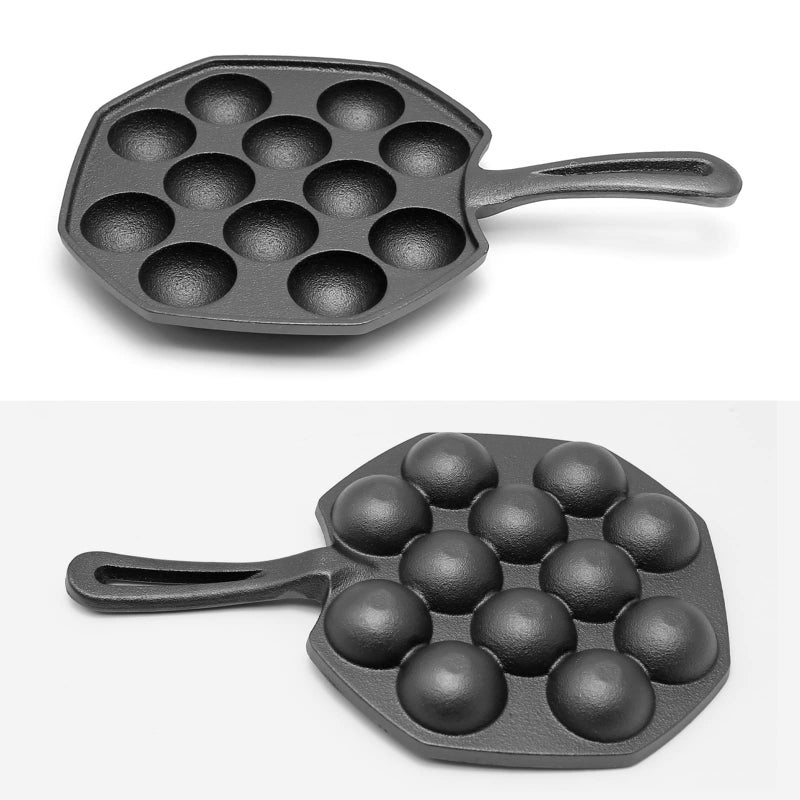Anxingo Cast Iron Takoyaki Pan - 12 Hole Heavy Duty Square Cooking Plate Octopus Ball Maker 1.5" Half Sphere Takoyaki Maker for Baking Cooking - Image 4
