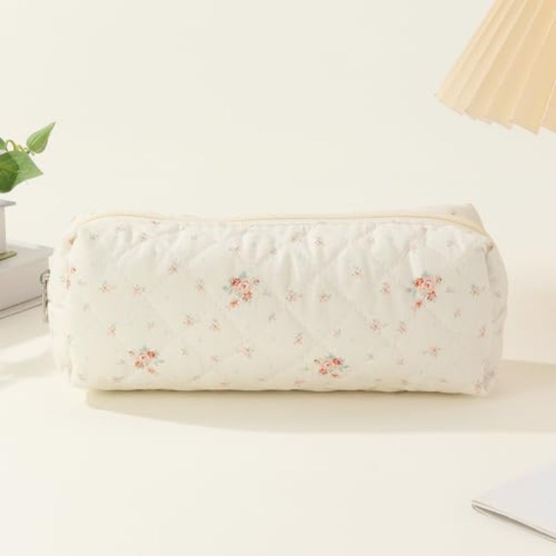 Set of 3 Quilted Cosmetics Bags, Large Toiletry Bags with Aesthetic Floral Pattern, Cotton, Travel Skincare Bags for Women and Girls, Cosmetic bag - Image 4