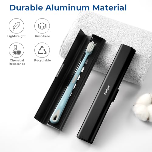 Oralphi Aluminum Toothbrush Travel Case, Portable Travel Toothbrush Holder, Durable Manual Toothbrush Box Container for Traveling, Bathroom, Camping, Business Trip-Black - Image 2