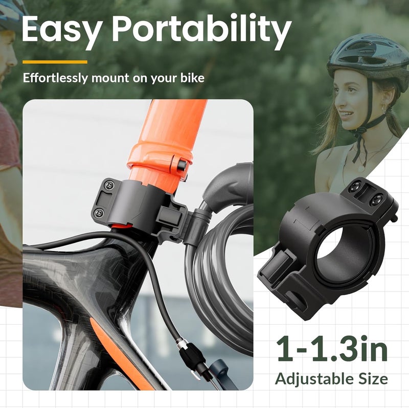 Titanker Bike Lock, Bicycle Lock 4 Feet Cable Lock 1/2 Inch Resettable Bike Lock Combination with Mounting Bracket, Bike Accessories for Bicycle, Electric Scooter, Motorcycle - Image 5