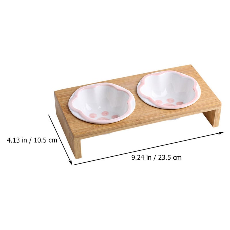 أوعية طعام وماء مزدوجة للسيراميك مرتفعة مع حامل مضاد للانزلاق لحماية الرقبة - Image 3