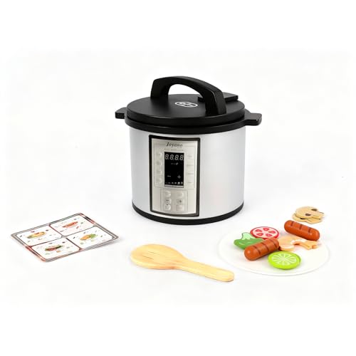 Joyano 15PCs Wooden Air Fryer18PCs Pressure Cooker Playset for Kids Pretend Cooking Toy with Food Accessories Utensils Montessori Kitchen Role Play Pressure Cooker - Image 1