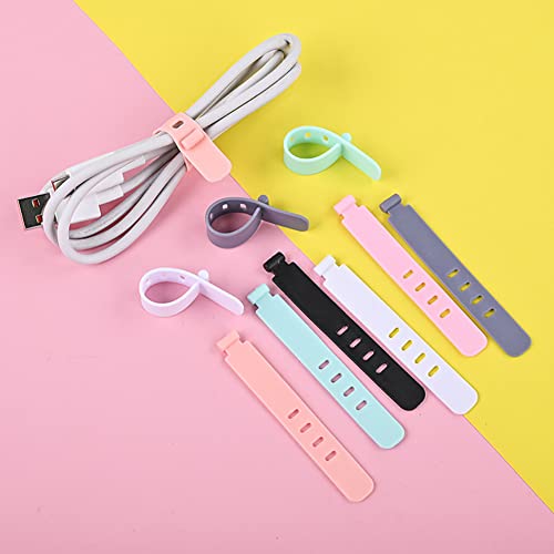 Bowiemall Adjustable Cord Organizer 20Pcs Cable Ties Cable Management Cord Straps ReusableCable Management Wire Straps for Home Office Data Centers USB Desk Electronics Accessories Organizing - Image 3