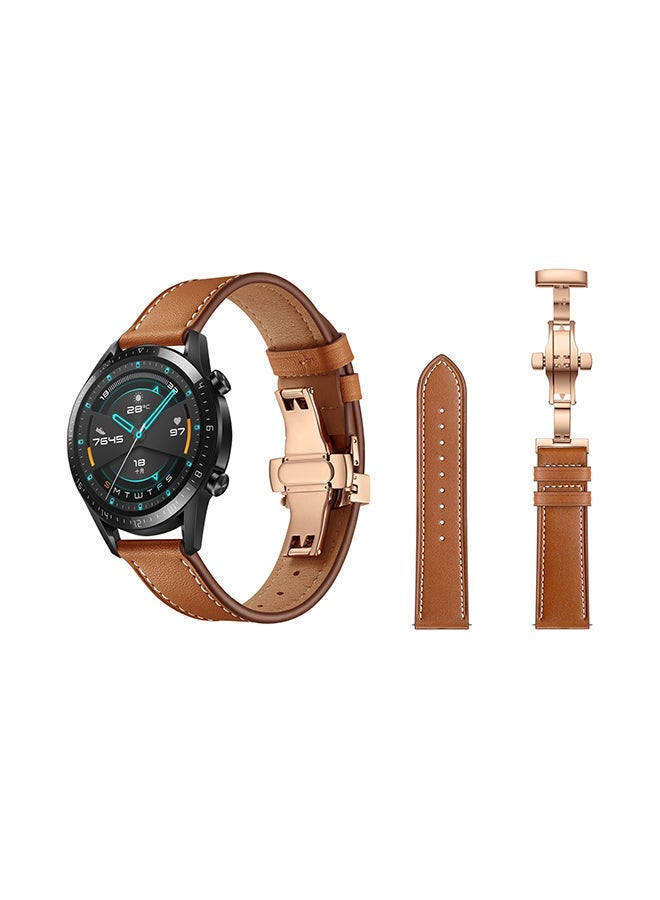 NIBEMINENT Stylish Replacement Band For Huawei Watch GT/GT 2 46mm Brown - Image 2