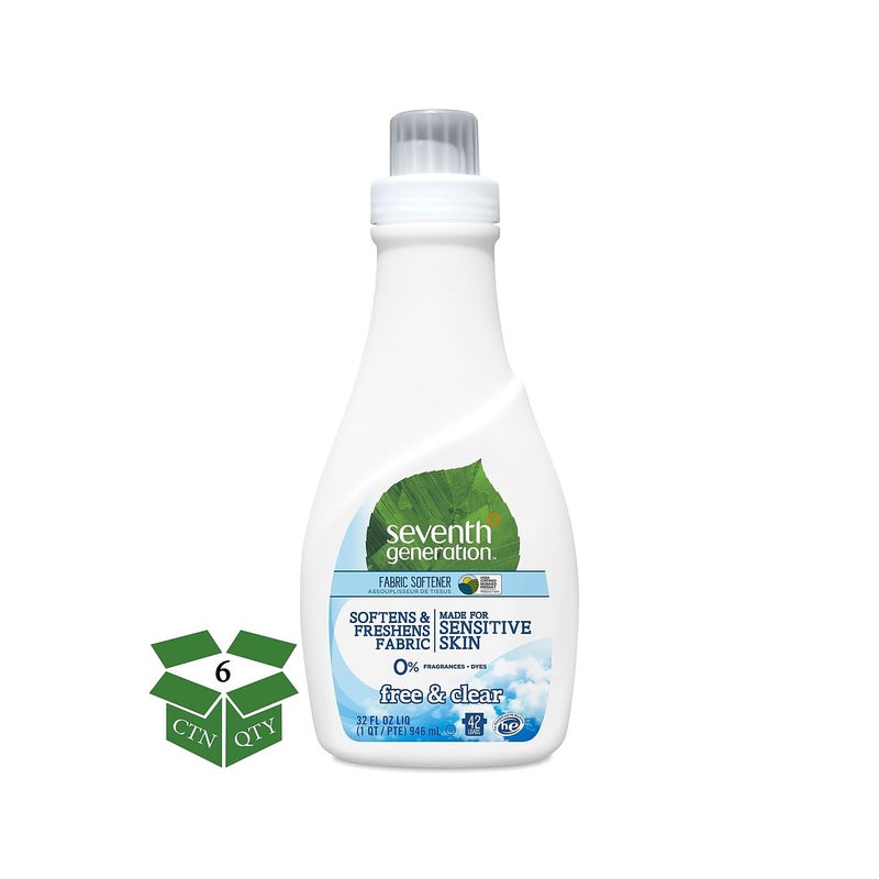 Seventh Generation Laundry Fabric Softener Liquid, Free & Clear, Reduces Static, 32 Fl Oz - Image 2