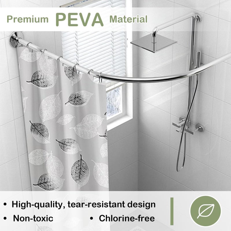 يام لوك ستارة دش PEVA 180x180 سم - صديقة للبيئة، مقاومة للعفن مع حلقات معدنية مقاومة للصدأ، تصميم أوراق أنيق للحمام، أوراق - Image 2