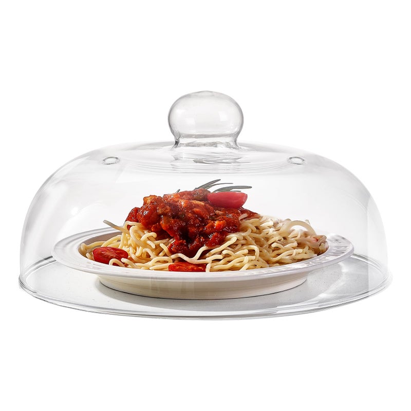 CozyState 10 Inch Borosilicate Glass Microwave Splatter Cover for Food, All Glass Tall Splatter Guard Microwave Plate Light Serving Dish Covers Lid with Handle for Heating Food - Image 1