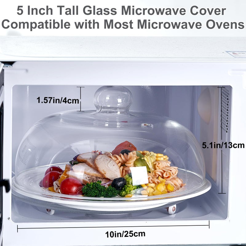 CozyState 10 Inch Borosilicate Glass Microwave Splatter Cover for Food, All Glass Tall Splatter Guard Microwave Plate Light Serving Dish Covers Lid with Handle for Heating Food - Image 4