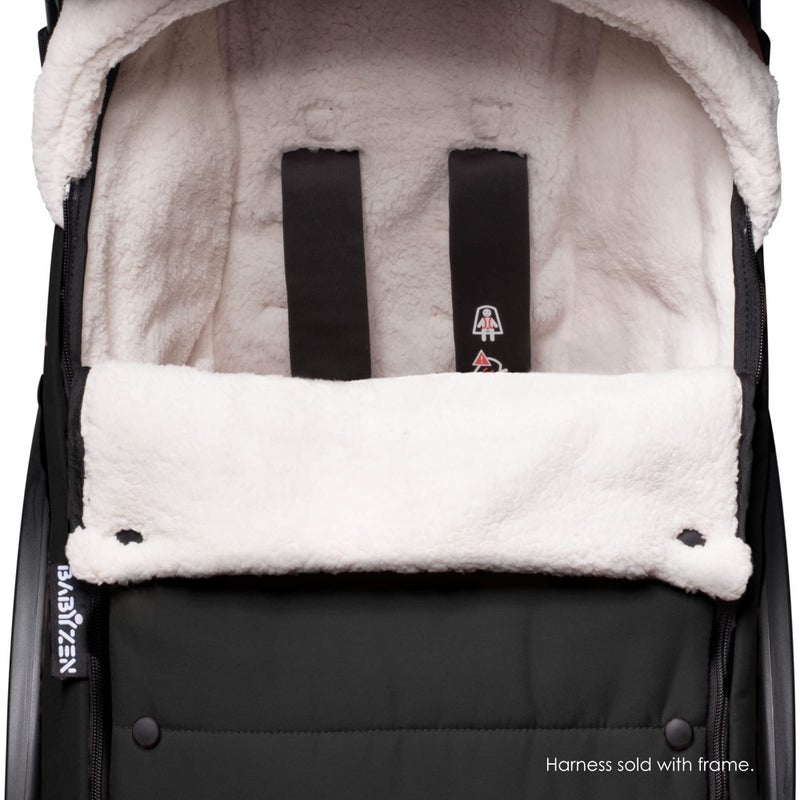 Babyzen YOYO Footmuff, Black - Sherpa Lining & Fleece Hood with Drawstring to Keep Baby Warm - Includes Carrying Bag - Machine Washable - Image 3