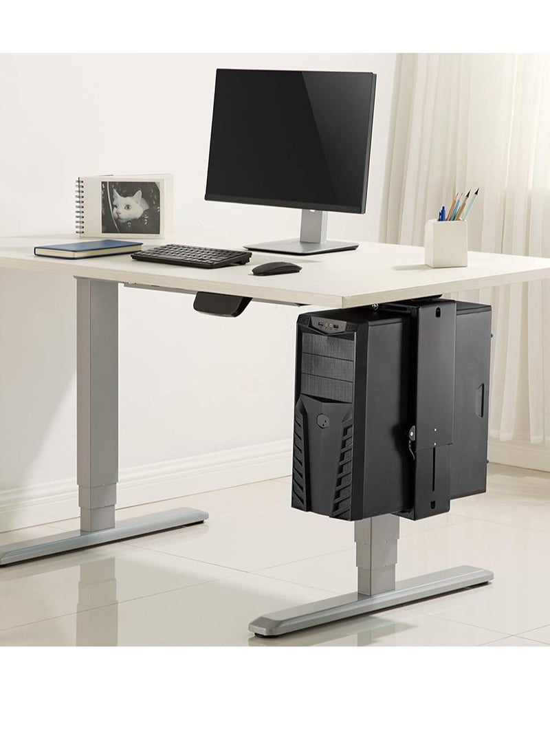 CPU Holder/Under-desk PC Mount: 360° Swivel, Stepless Height  Width Adjustable - Image 2
