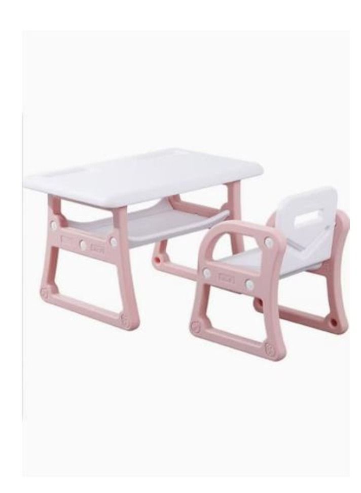 Kids Study Table and Chairs Set, Height Adjustable Toddler Table and Chair Set for Kids Ages 1-8, Graffiti Desktop Plastic Children Art Table - Image 1