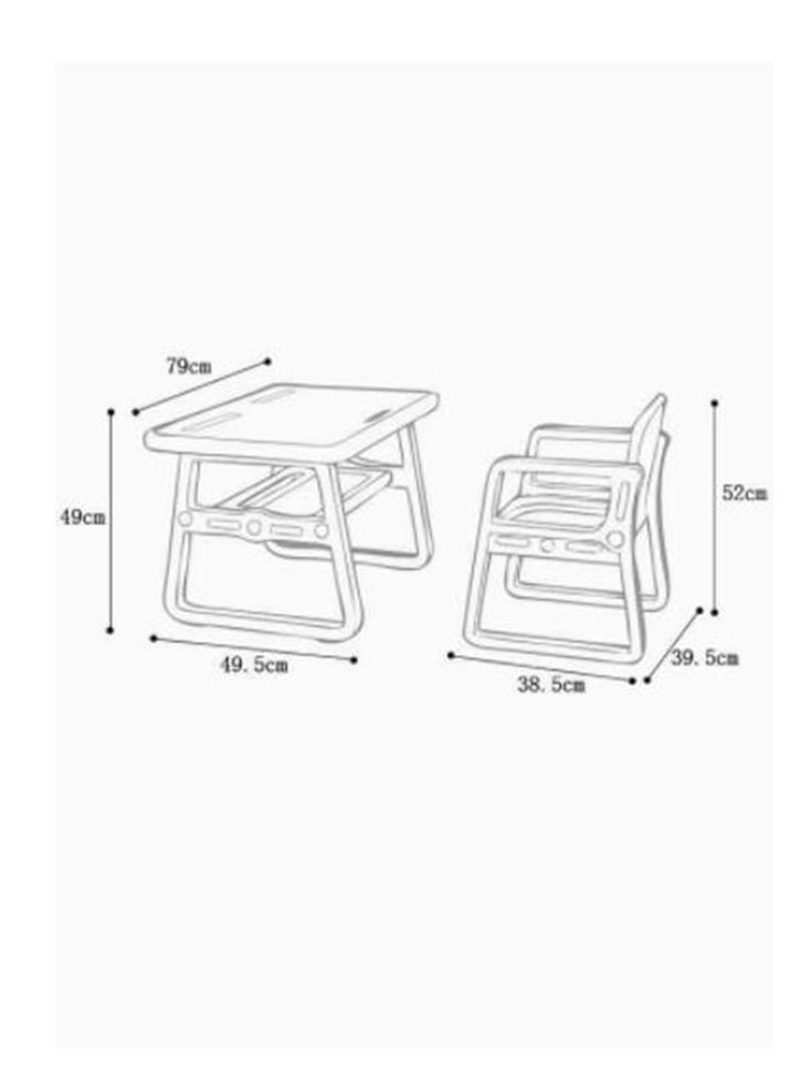 Kids Study Table and Chairs Set, Height Adjustable Toddler Table and Chair Set for Kids Ages 1-8, Graffiti Desktop Plastic Children Art Table - Image 4