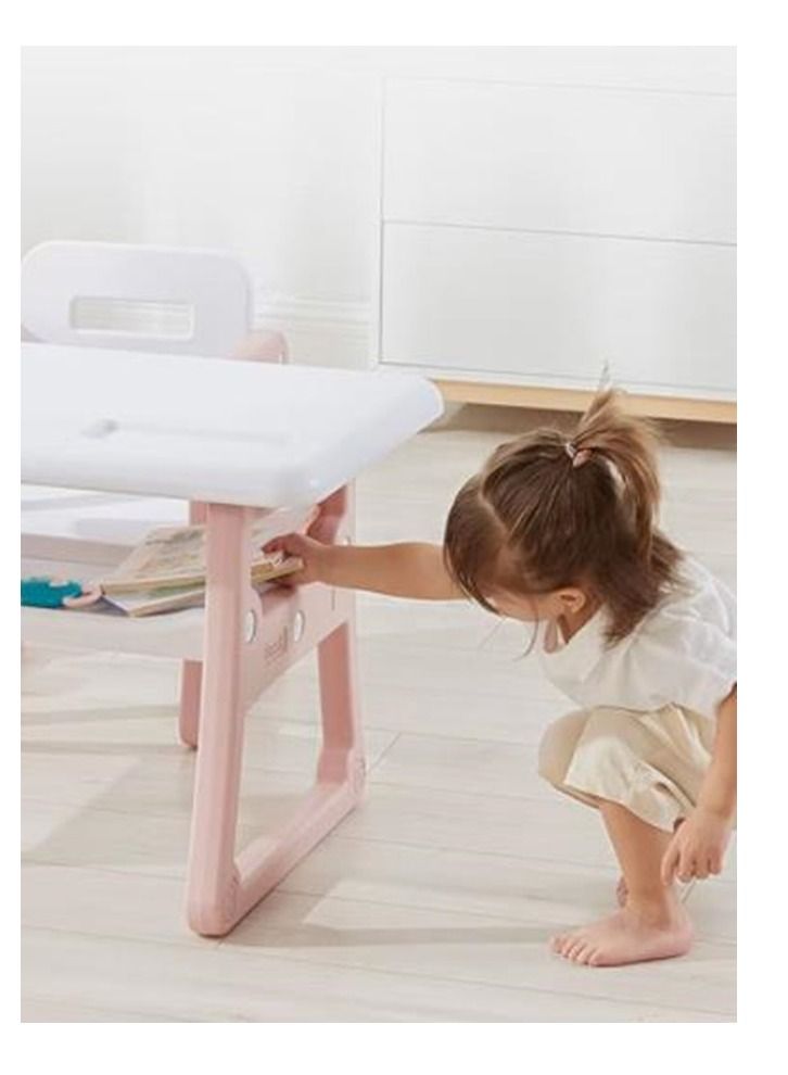 Kids Study Table and Chairs Set, Height Adjustable Toddler Table and Chair Set for Kids Ages 1-8, Graffiti Desktop Plastic Children Art Table - Image 3