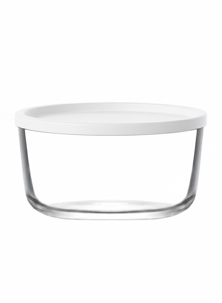 لاف حافظات طعام زجاجية دائرية بغطاء شفاف/أبيض 1.49 لتر - Image 1