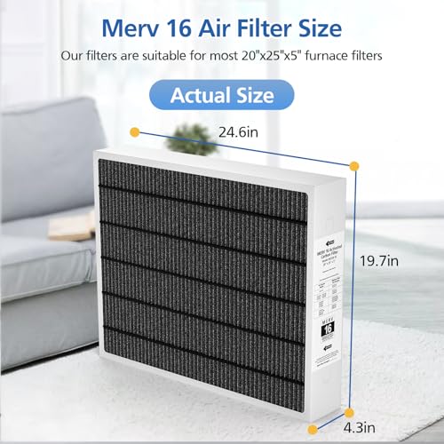 LINNIW 20x25x5 MERV 16 Air Filter Compatible with Lennox HCC20-28 MERV 16 Furnace Filter for HVAC System, Part Number HCF20-16, HCF20-10, 2 Pack - Image 3
