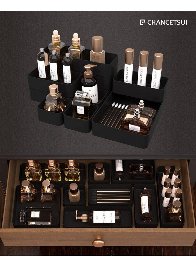 SHUTTLE ART Drawer Organiser - Drawers Organiser System Drawer Inserts Storage Boxes for Office, Kitchen, Bathroom, Desk, Cosmetics Dressing Table (8 Pcs Tray,Black) - Image 3