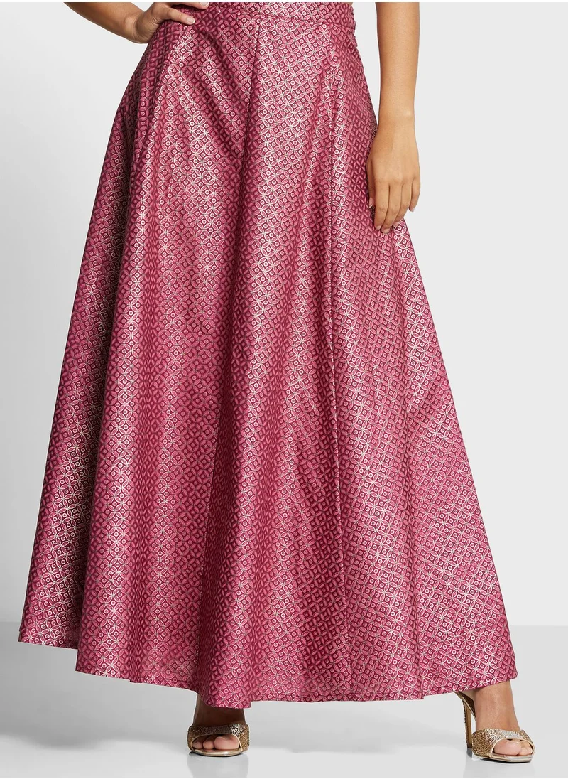 indya Floral Foil Print Lehenga Skirt
